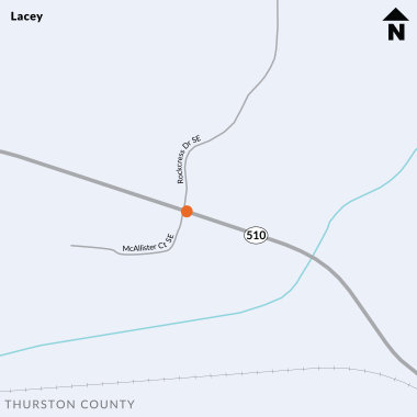 Project vicinity map of SR 510 in the Lacey area at the intersection of McAllister Court and Rockcress Drive 