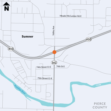 Map of SR 162 at Sumner over SR 410
