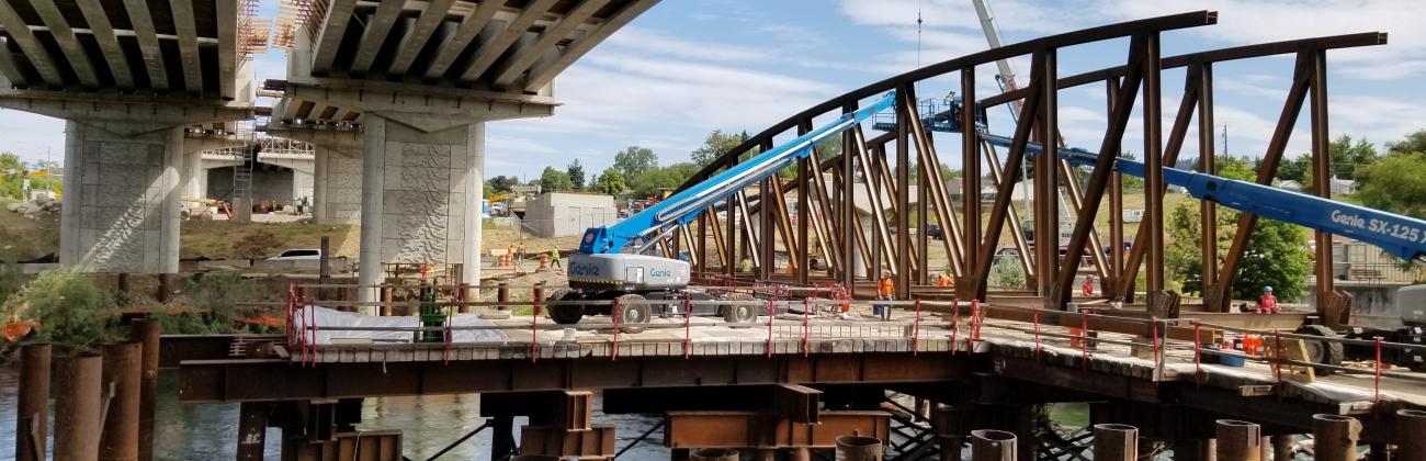 Picture of the NSC Spokane River Crossing project and pedestrian bridge.