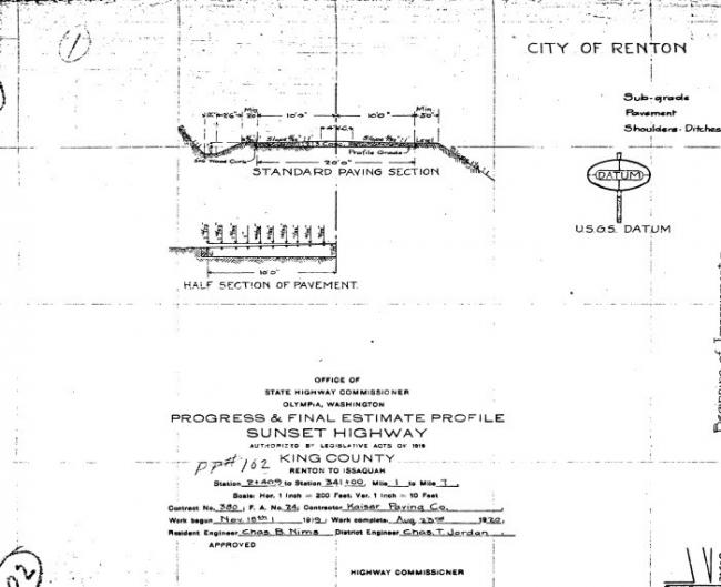 1920 profile of Sunset Highway prism.