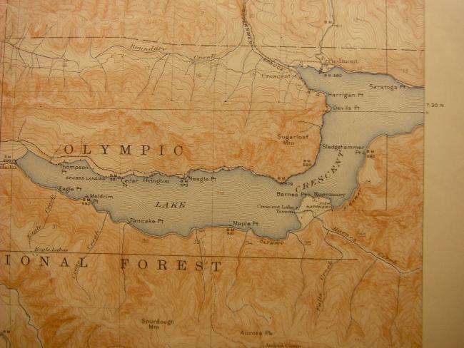 Map showing Lake Crescent Highway along the south shore of Lake Crescent.