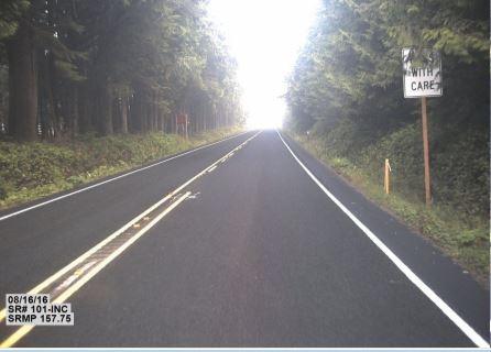 View from road of  south end of the Kalaloch Campground to Ruby Beach segment of US 101 at Milepost 157.75.