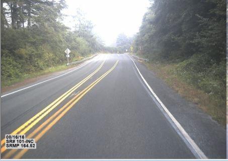 View from road of north end of the Kalaloch Campground to Ruby Beach segment of US 101 at Milepost 164.52.